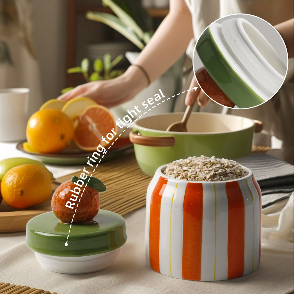 Cookie Jars with Lid Airtight, Hand Painted Ceramic