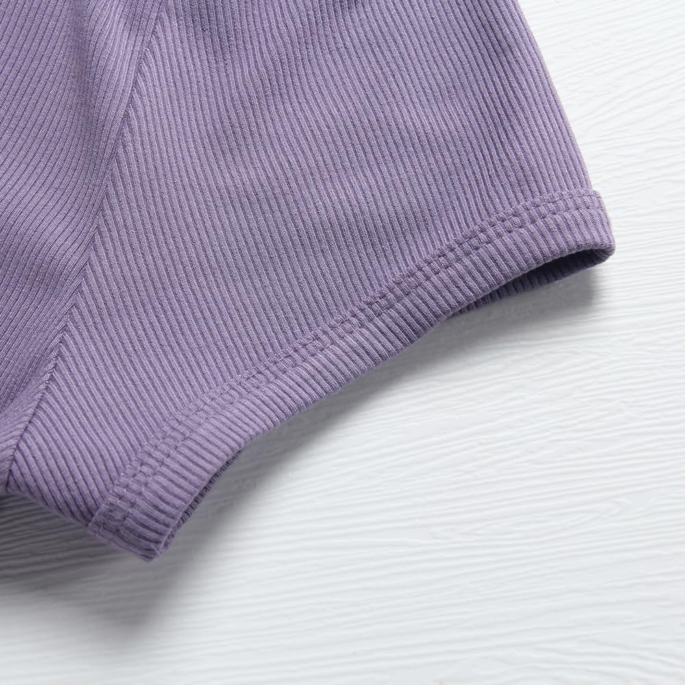 Women's Short Sleeve T-Shirts Form Fitting Ribbed Knit V Notch Scoop Neck Basic Crop Top