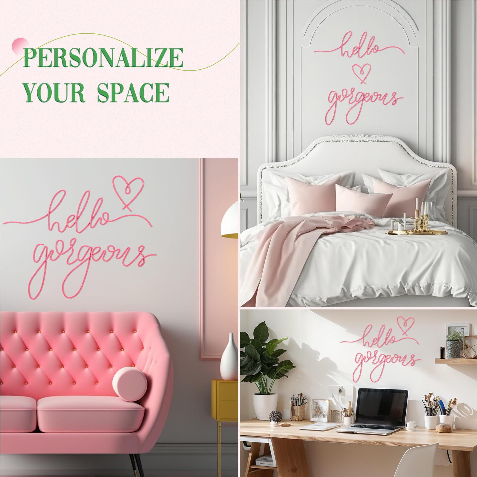 Hello Gorgeous Metal Wall Art Decor