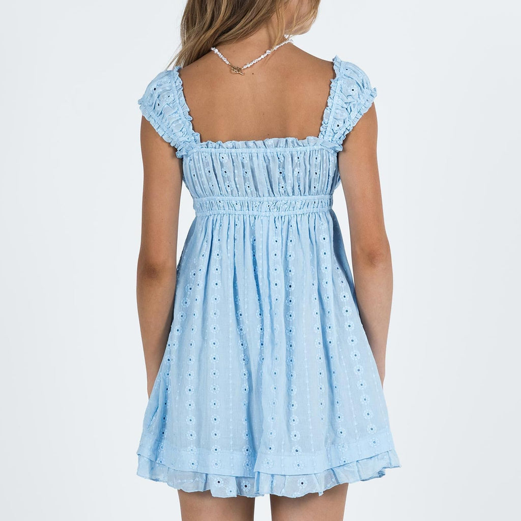 Womens Summer Sleeveless Floral Embroidery Loose A-line Dress for Beach Club Party