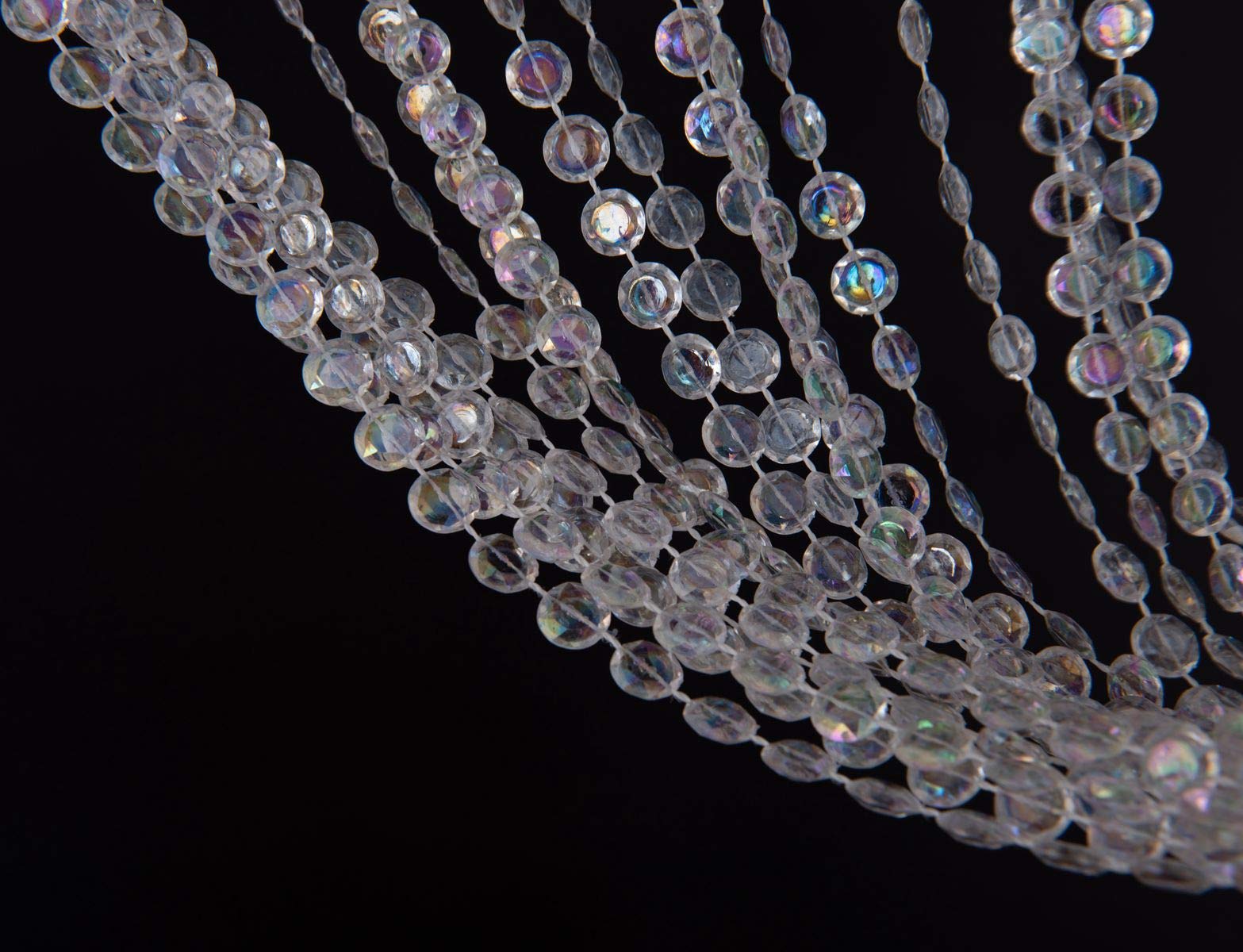 Strands Iridescent Crystal Beaded Curtain for Doorway Room Divider Party Bedroom Decorations, Diamond Cut Bead Curtain, 34 PCS 3FT X 9FT