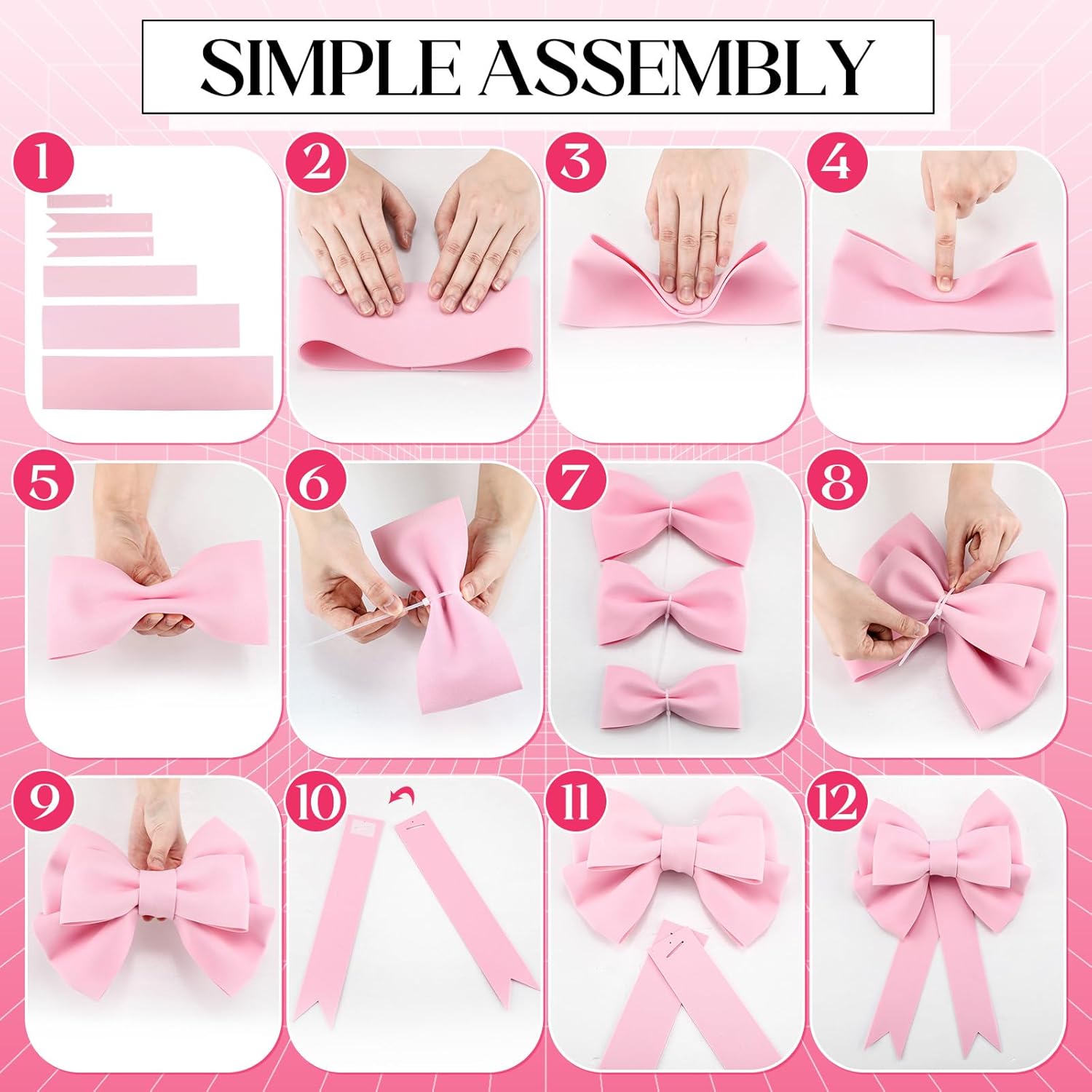 Pink Big Bow Large Bows for Decoration 12 Inch 20 Inch 30 Inch 3D Decor Bows