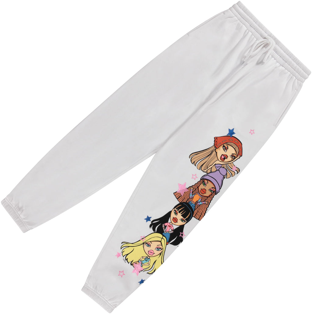 Bratz Ladies Original Dolls Joggers - Yasmin, Cloe, Jade, and Sasha Varsity Athletic Jogger Sweatpants Multi Print Sweatpants