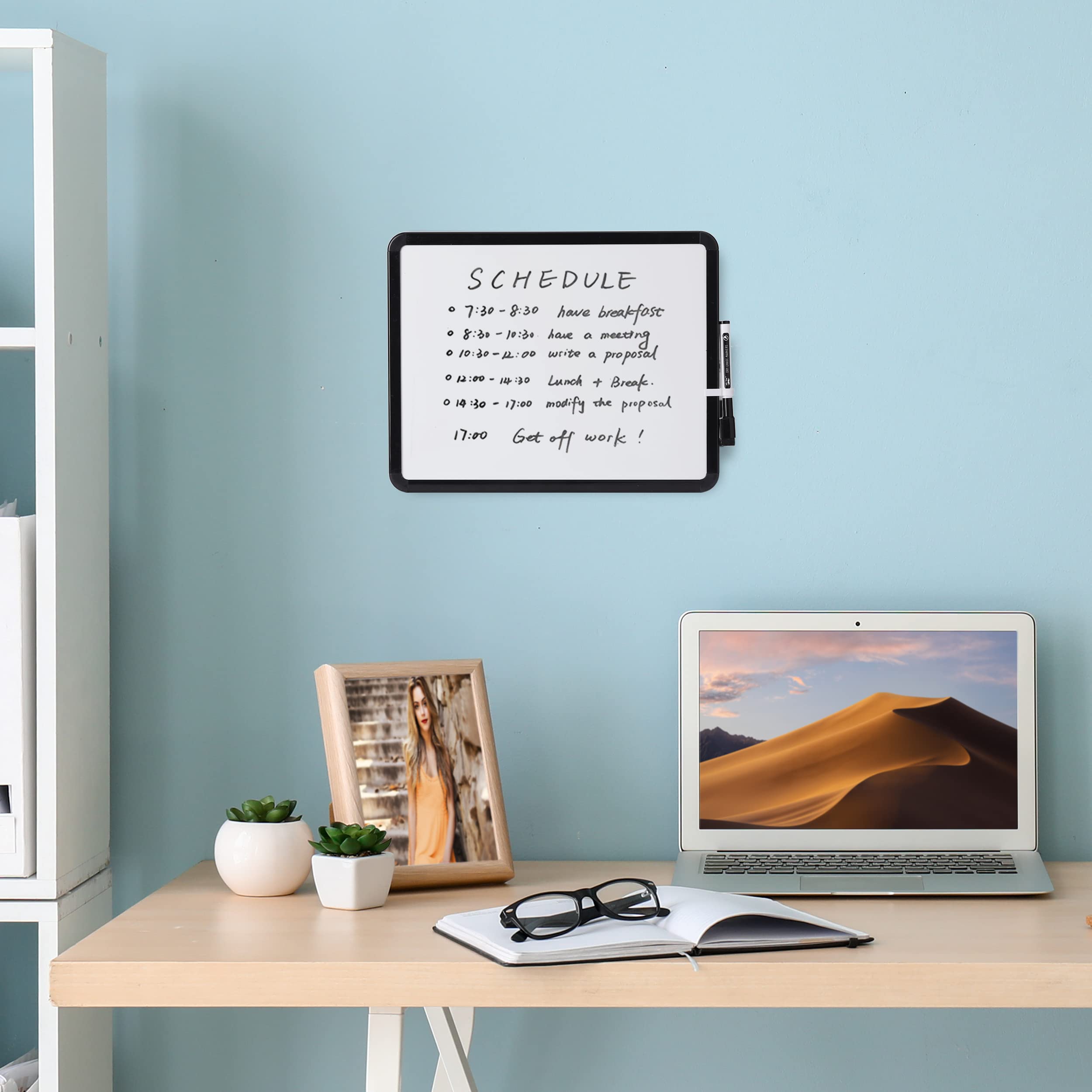 Dry Erase Board, 14â€?x 11â€?with a Black Dry Erase Marker Color Frame, Small White Board Dry Erase Whiteboard