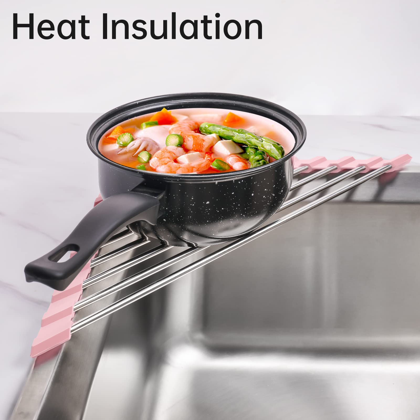 Triangle Foldable Dish Drying Rack, Small Roll-Up - Stainless Steel Over Sink Drainer for Kitchen Sink Corner, Rustproof