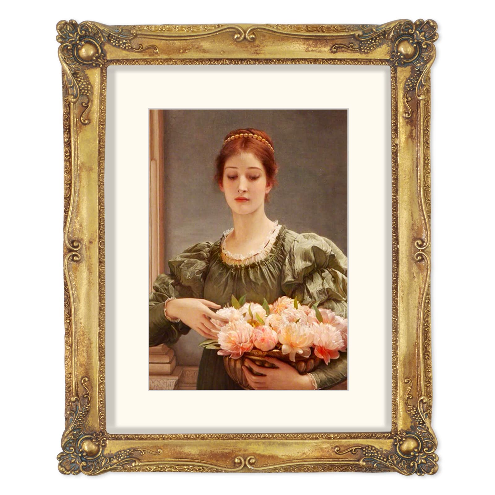 Picture Frame Antique Frame 8x10 Vintage Photo Frames 11 x 4 in with Gold Trim, Wall and Tabletop Picture Frames