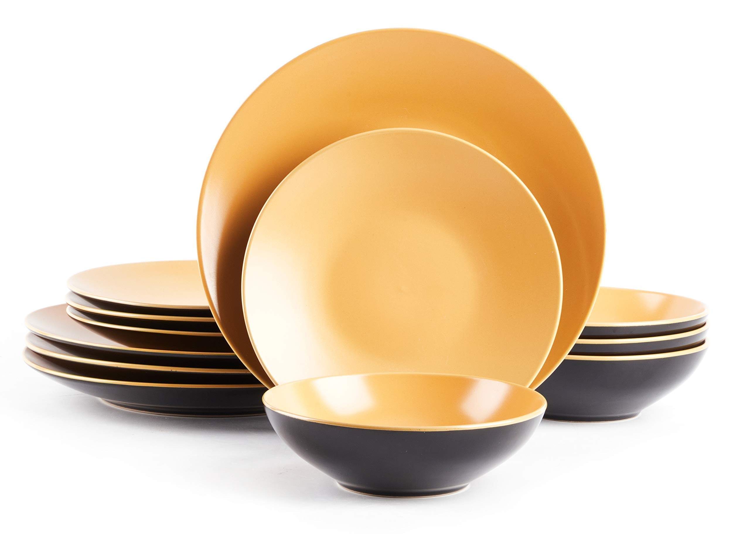 Stoneware Two-Tone Colors Life 12pc Dinner Set