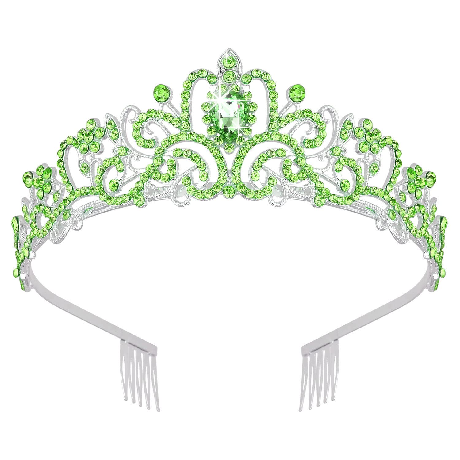 Princess Crystal Tiara Crown Headband Elegant Crown With Combs