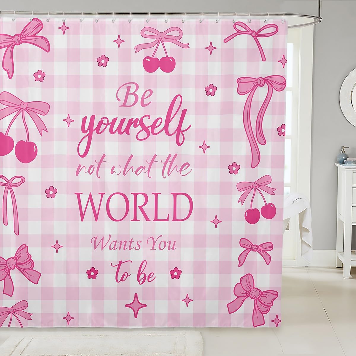 Kawaii Ribbon Bow 72" Wx72 L Shower Curtain