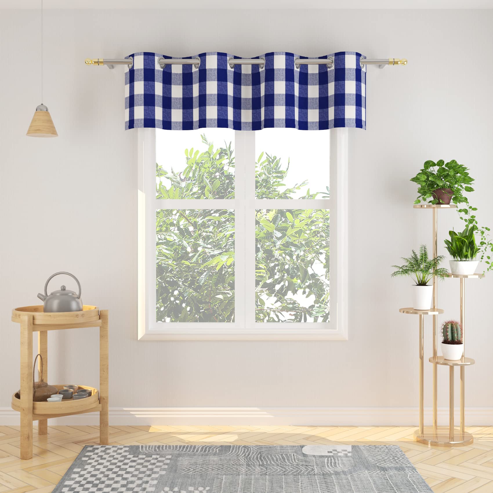 Tier Curtains Check Gingham Plaid Window Curtain Panels Bathroom Grommet Top Window Treatment 2 Panels