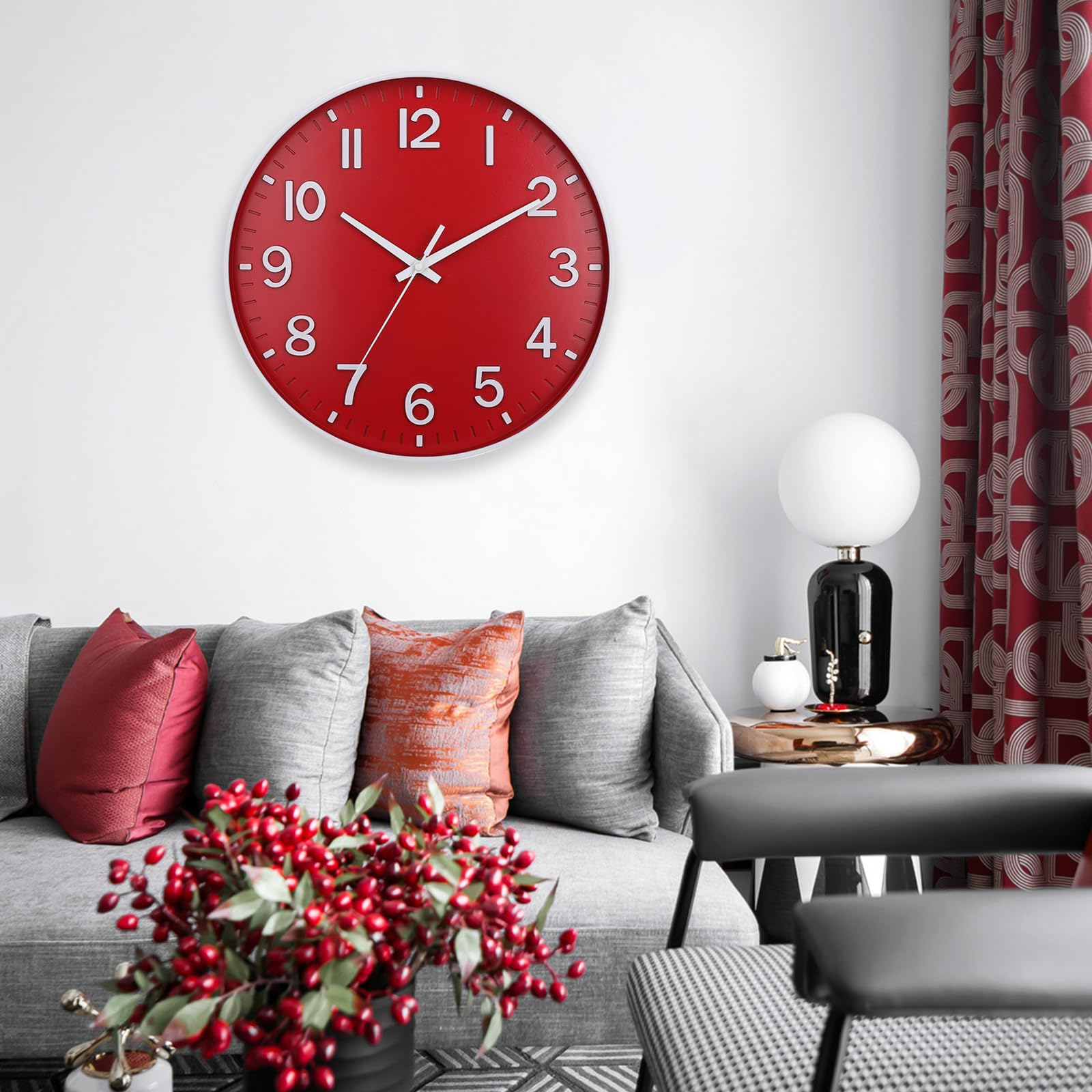 Wall Clocks Battery Operated - 12 inch Silent Non Ticking Modern