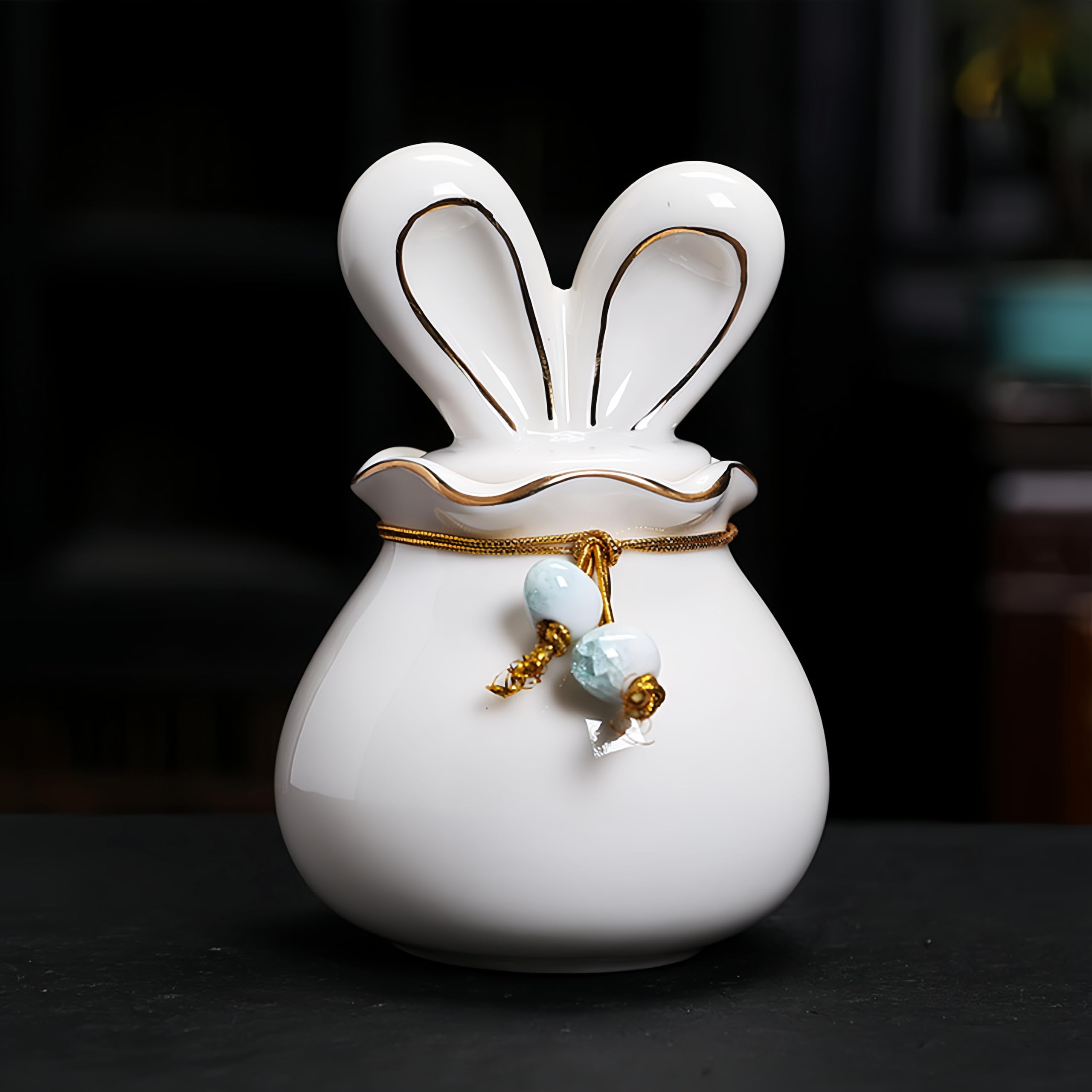 Rabbit Shaped Ceramic Storage Jar, Ceramic Jewelry Trinket Box, Storage for Ring Necklace Bracelet Earrings Rings Specie and Accessories
