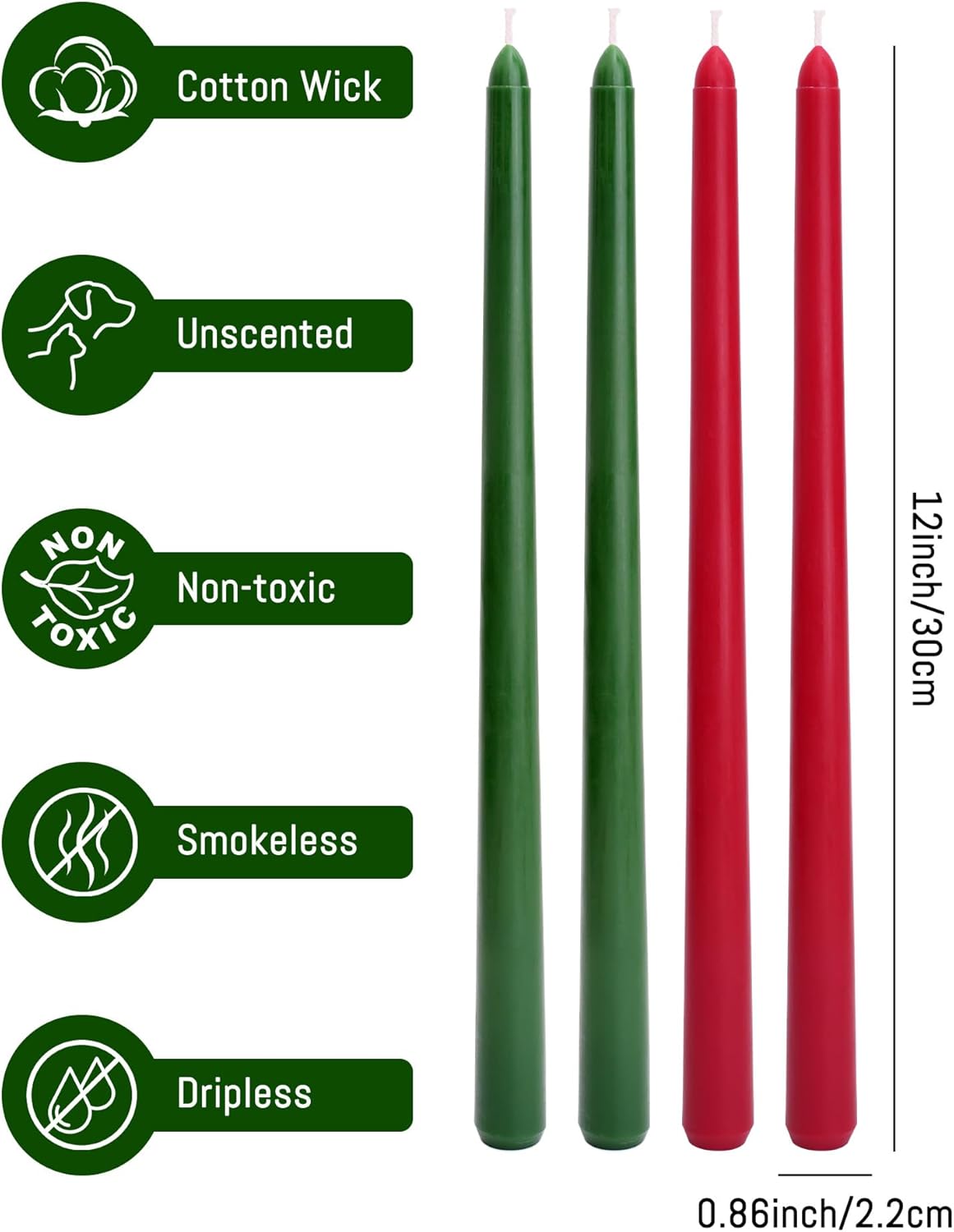 Taper Candles Unscented Smokeless Long Tall Tapered Candle for Candlesticks SticksHome Decor Dinner