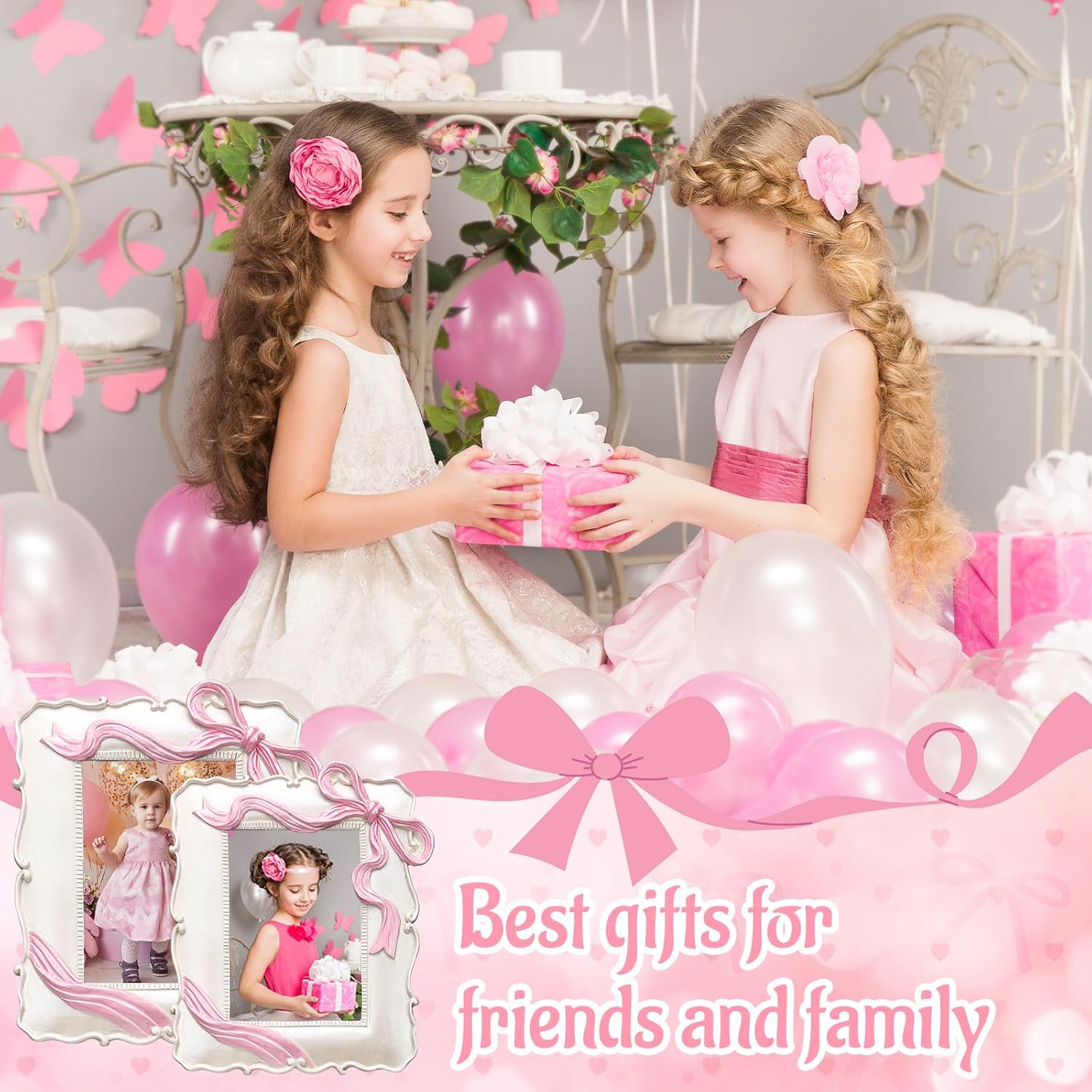 Pink Bow Picture Frames Coquette Room Decor Vintage Pink Ribbon Bow Picture Photo Frames