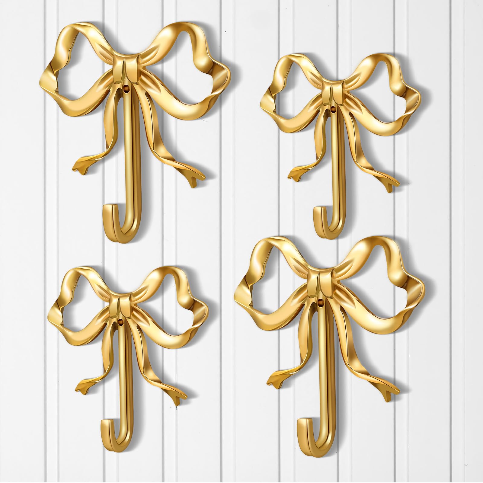 Gold Bow Knot Hooks Brass Bow Wall Door Hanger Towel
