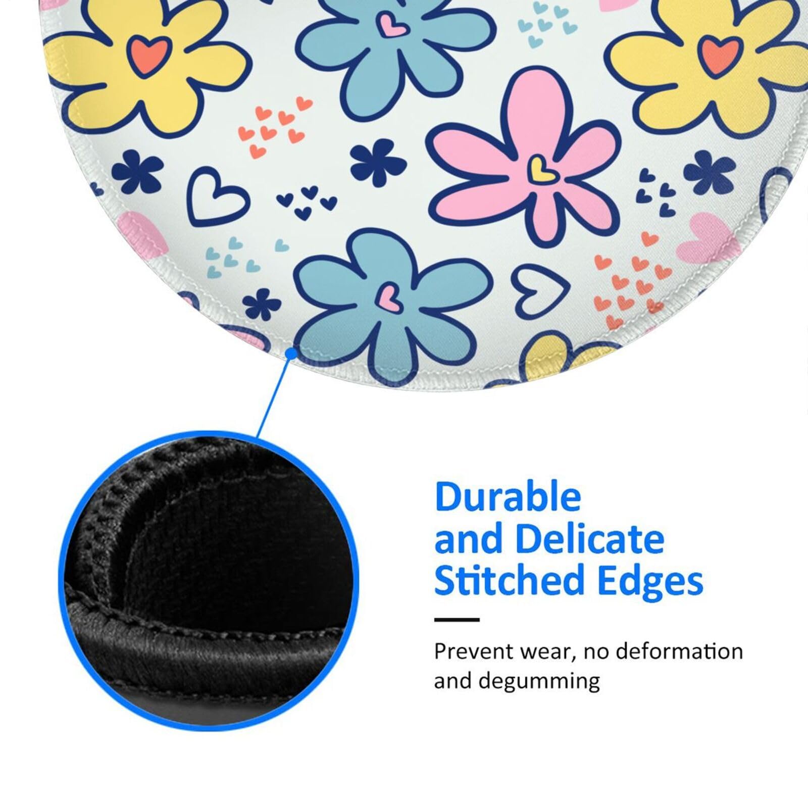 Round Mouse Pad Desk Top - Stitched Edges 8 X 8 Inch