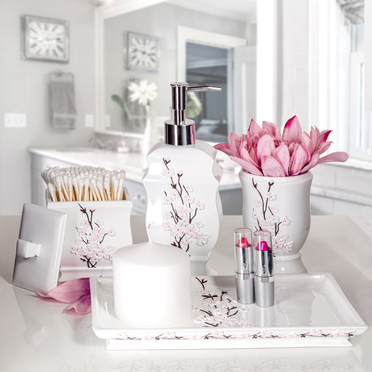 Modern Cherry Blossom Style Bathroom Accessories
