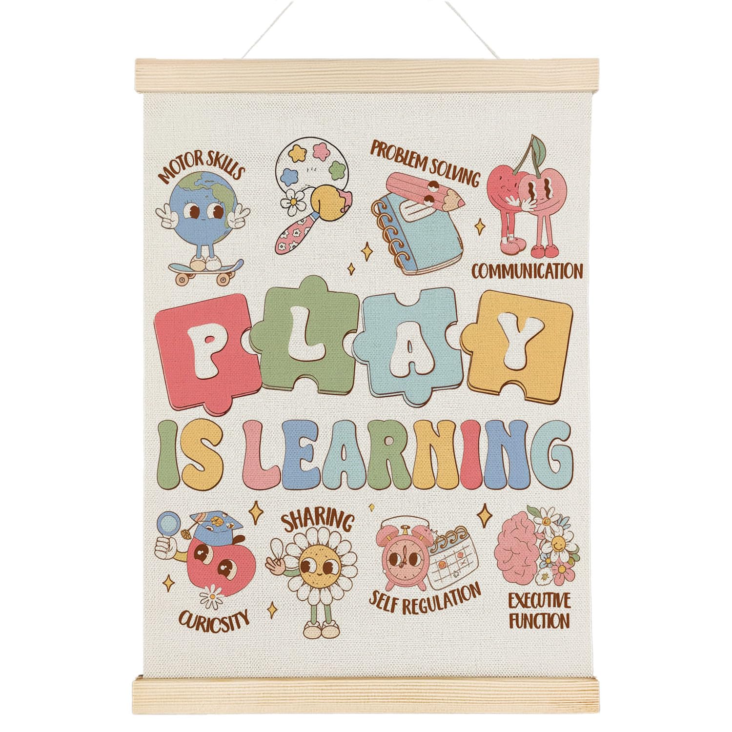 Coquette Teacher Wall Decor - Preppy Teacher Wall Art with Wooden Poster Hanger, for Office & Classroom, 12x16 Inch