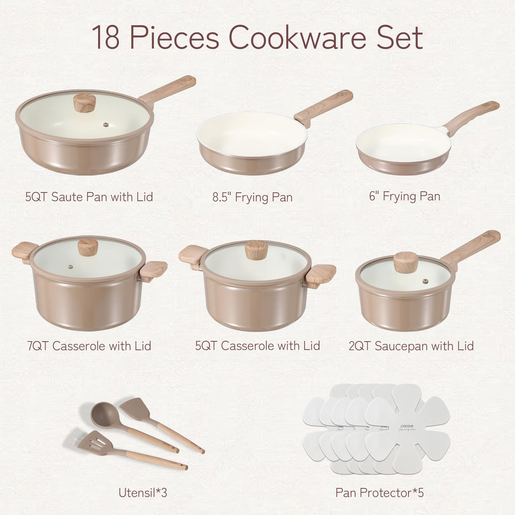 Ceramic Pots and Pans, Nonstick Cookware Set Kitchen Cooking Sets, 14pcs Induction Pot and Pan Non Stick