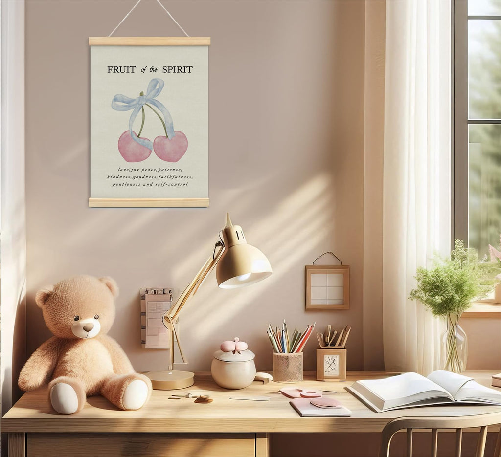 Trendy Bows Pink Coquette Scripture Wall Art Poster Hanger Frame, Christian Bible Verses Posters Wall Art Decor