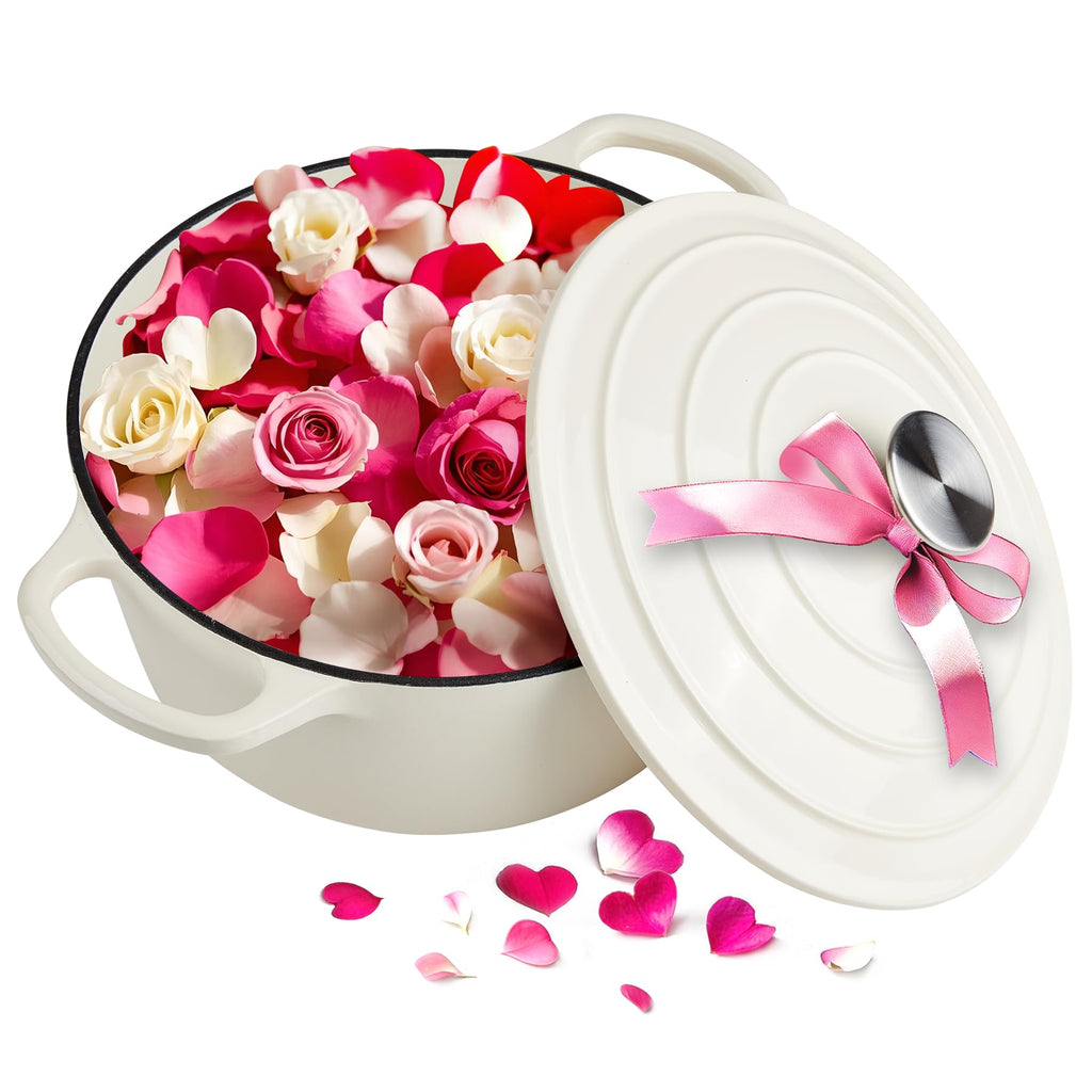 Enameled Cast Iron Dutch Oven with Lid - Big Dual Handles - Round Pot for Versatile Cooking 6 Quart