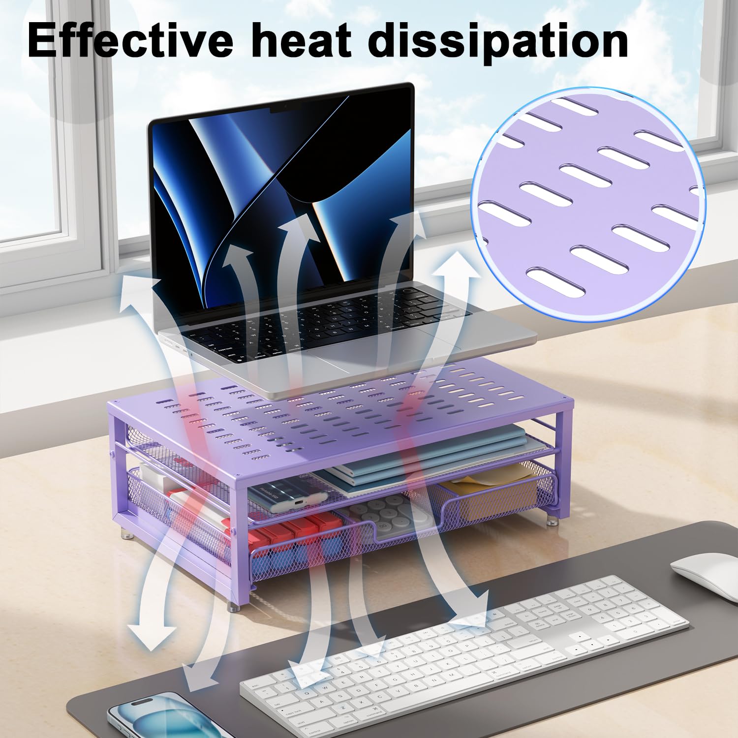 Computer Monitor Stand Riser, Desk Organizers and Accessories with Drawer
