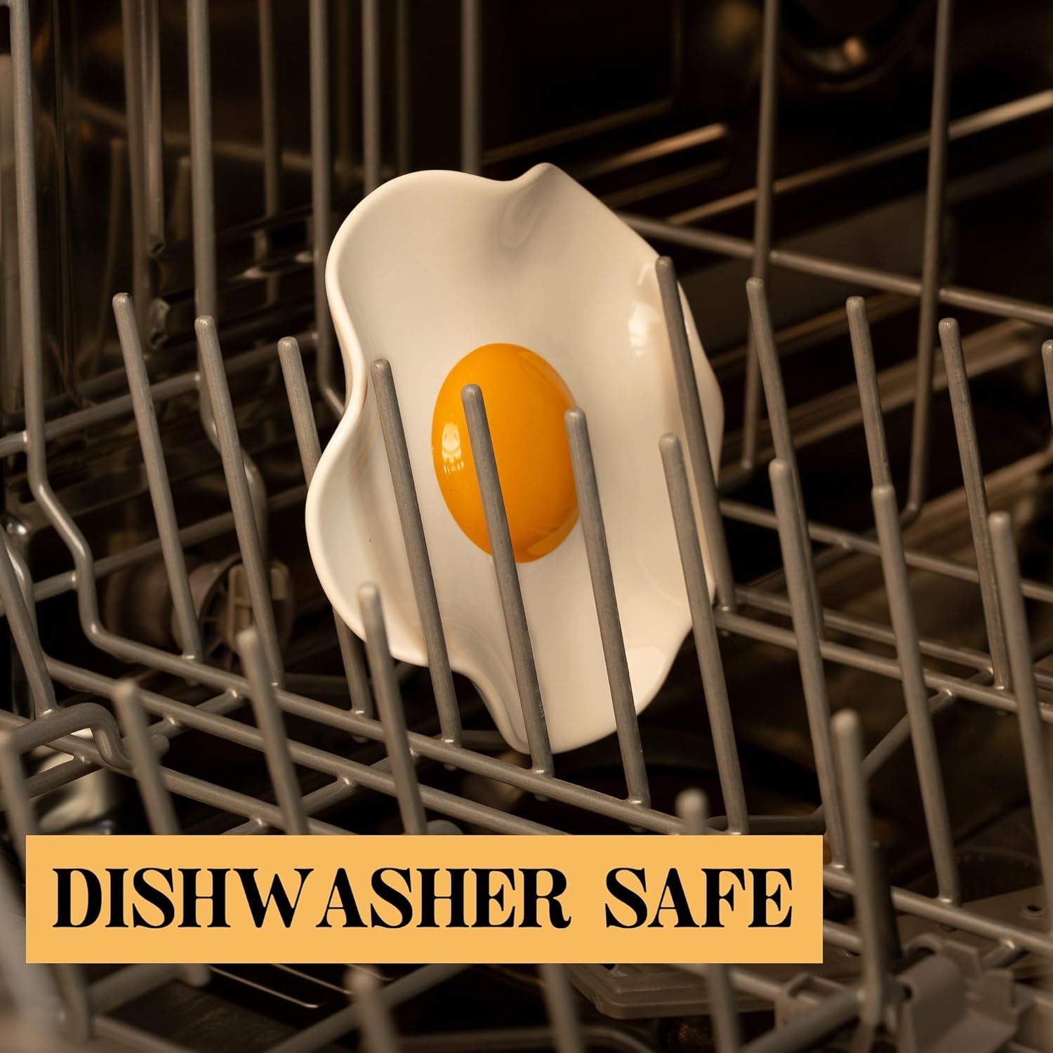 Fried Egg Ceramic Spoon Rest for stove top and kitchen counter | Large and Dishwasher-Safe Sponge Holder