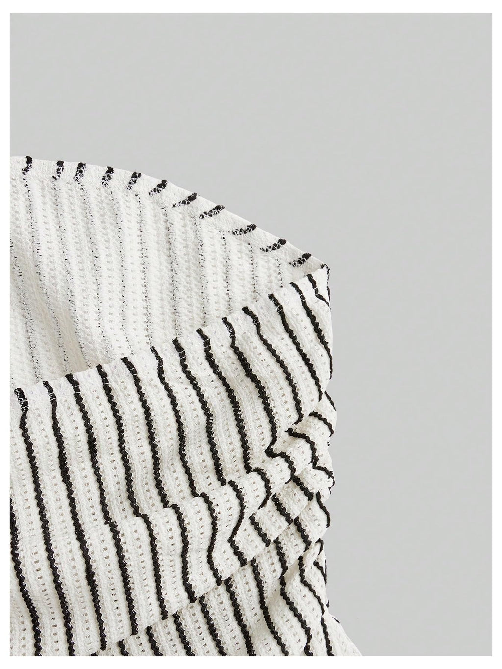 Women's Striped Print Bandeau Ruched Asymmetrical Hem Strapless Tube Top