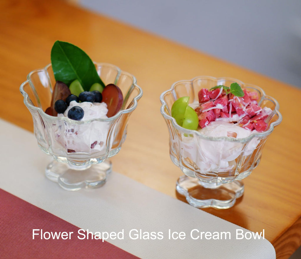Flower Petal Style Glass Ripple Drinking Glasses Set of 2