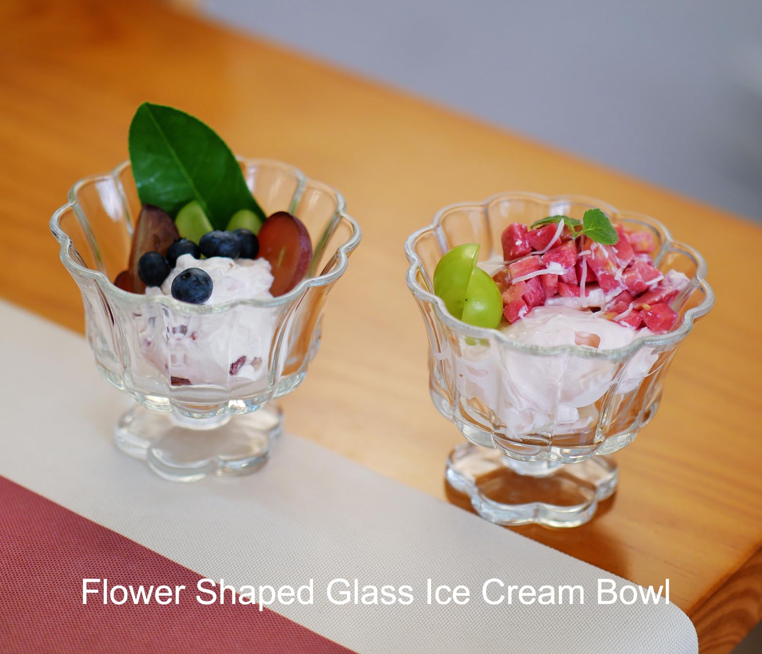 Flower Petal Style Glass Ripple Drinking Glasses Set of 2