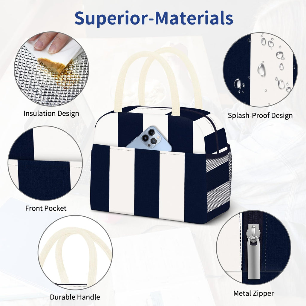 Reusable Insulated Lunch Tote Bag,Leakproof Food Handbags Case High Capacity