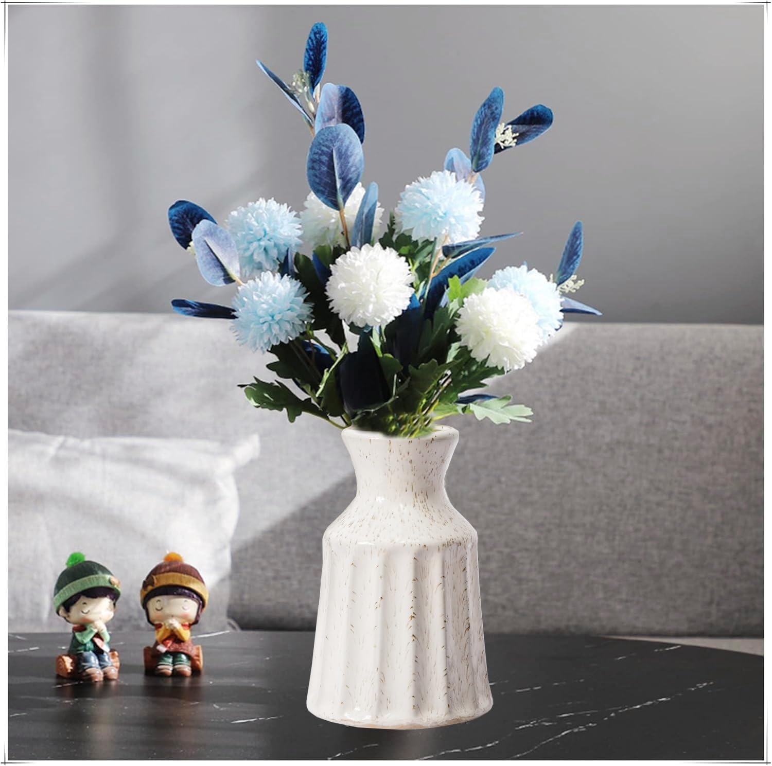 Ceramic Boho Vase, Farmhouse Home Decor Embossed Vases for Centerpieces