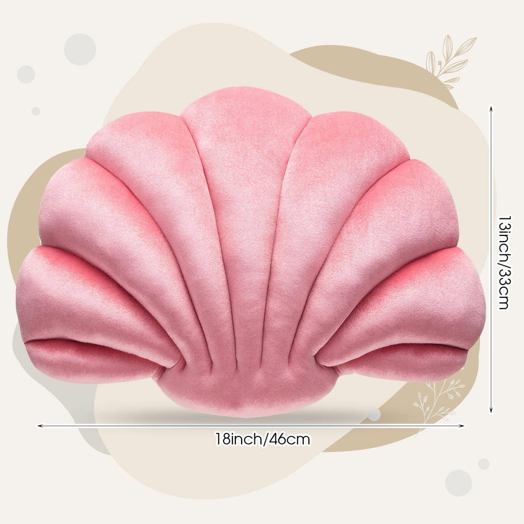 Pink Seashell Decorative Pillow â€?Soft Clam-Shaped Cushion for Sofa, Bed, or Living Room
