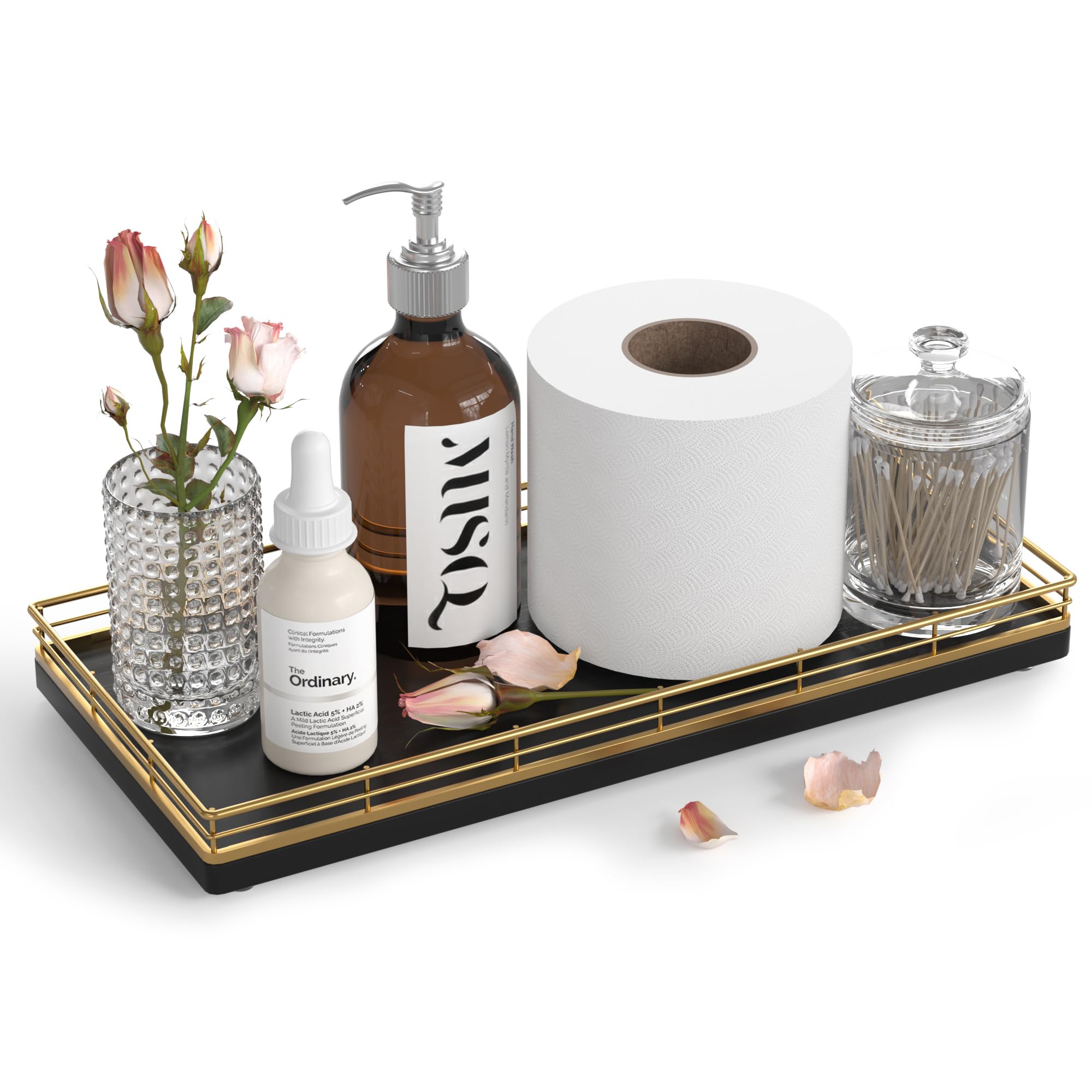 Vanity Tray for Jewelry Candle Makeup Perfume Holder Toilet Tank Tray Soap Cologne Organizer