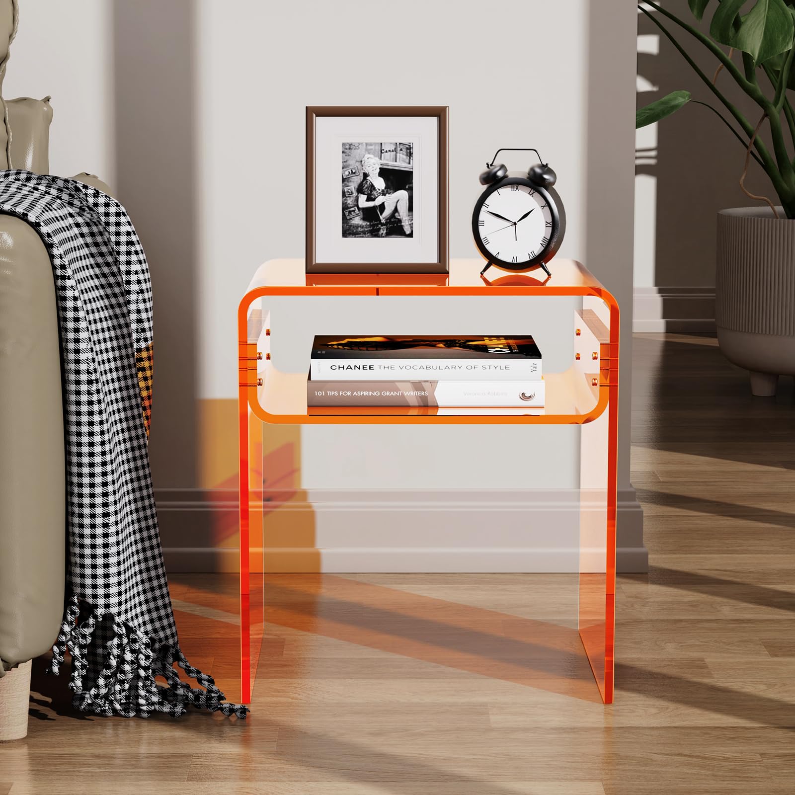 Clear Acrylic End Table 2-Tier Bedside nightstand