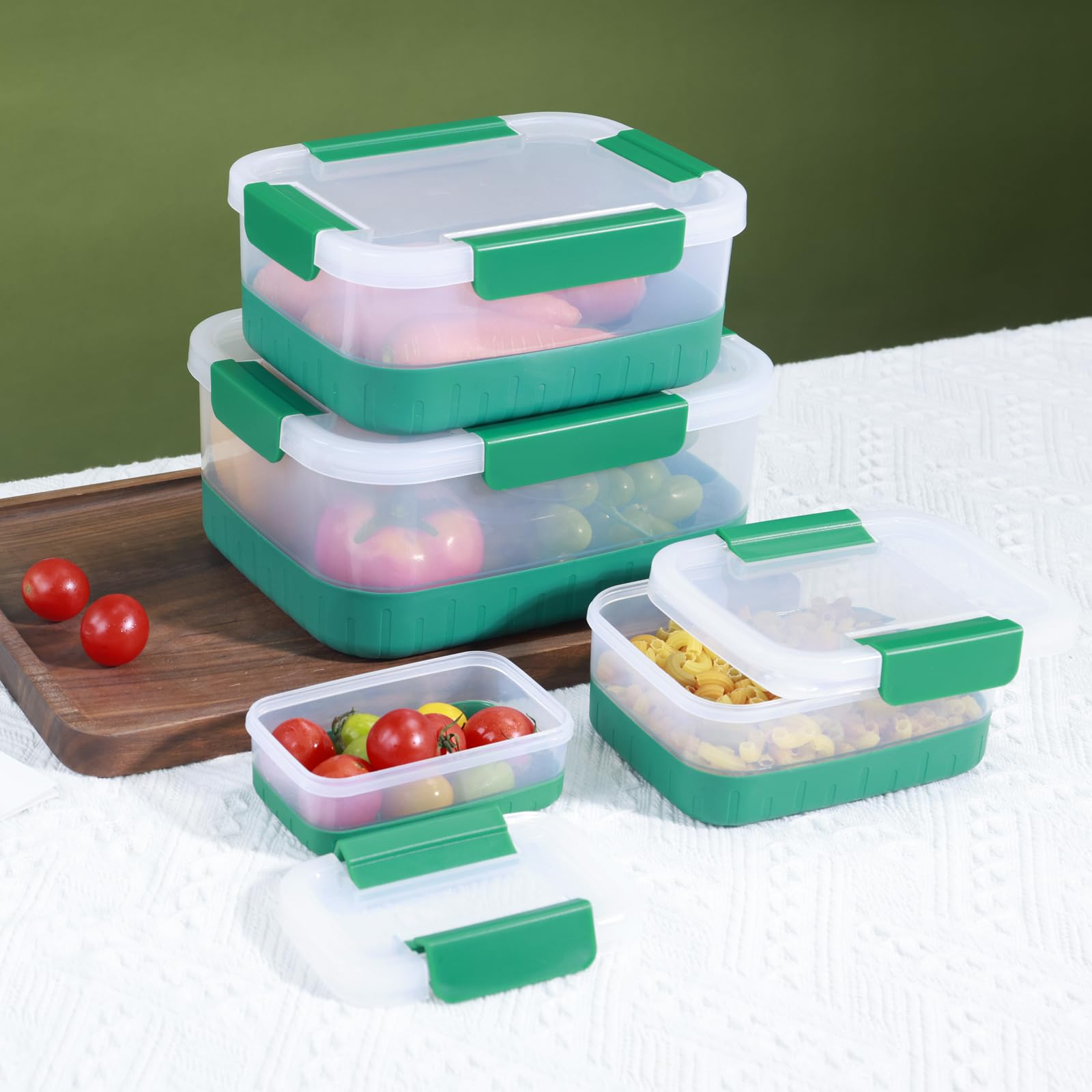 Plastic Food Storage Containers with Leakproof Locking Lids, Stackable Airtight Storage Containers BPA-Free & Freezer Safe, Non-slip Base, Set of 4 Pieces