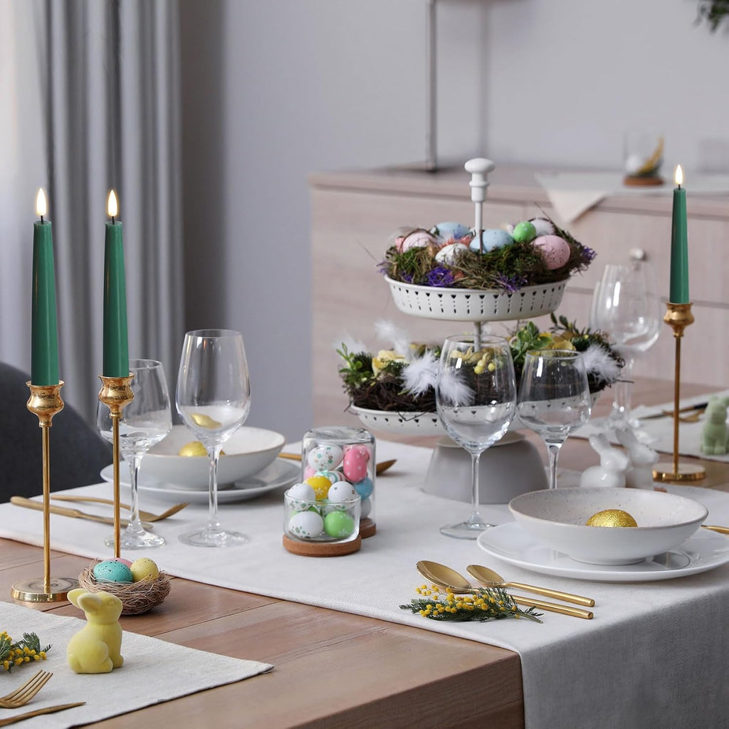 Short Flameless Taper Candles with Remote, Flickering Battery LED Wax Candlesticks Set of 6