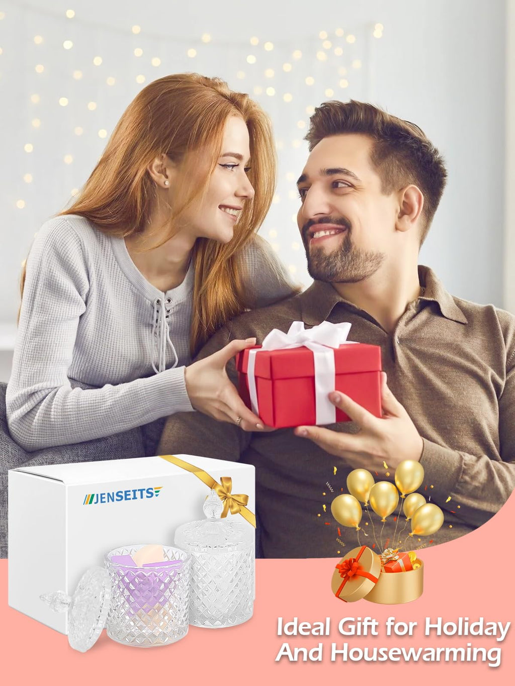 Cute Glass Apothecary Jars with Lid, Pink Cotton Ball Pad Round Container Holders and Vanity Canister Storage Jar for Makeup Sponges, Floss, Hair Accessories 2 Pack