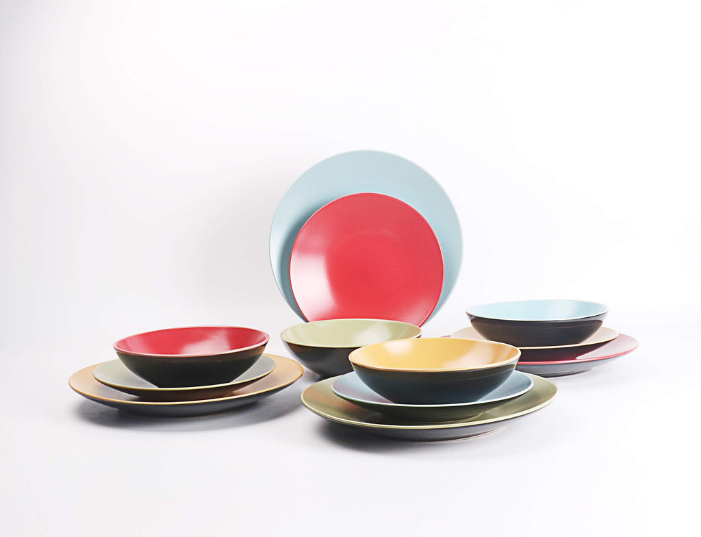 Stoneware Two-Tone Colors Life 12pc Dinner Set
