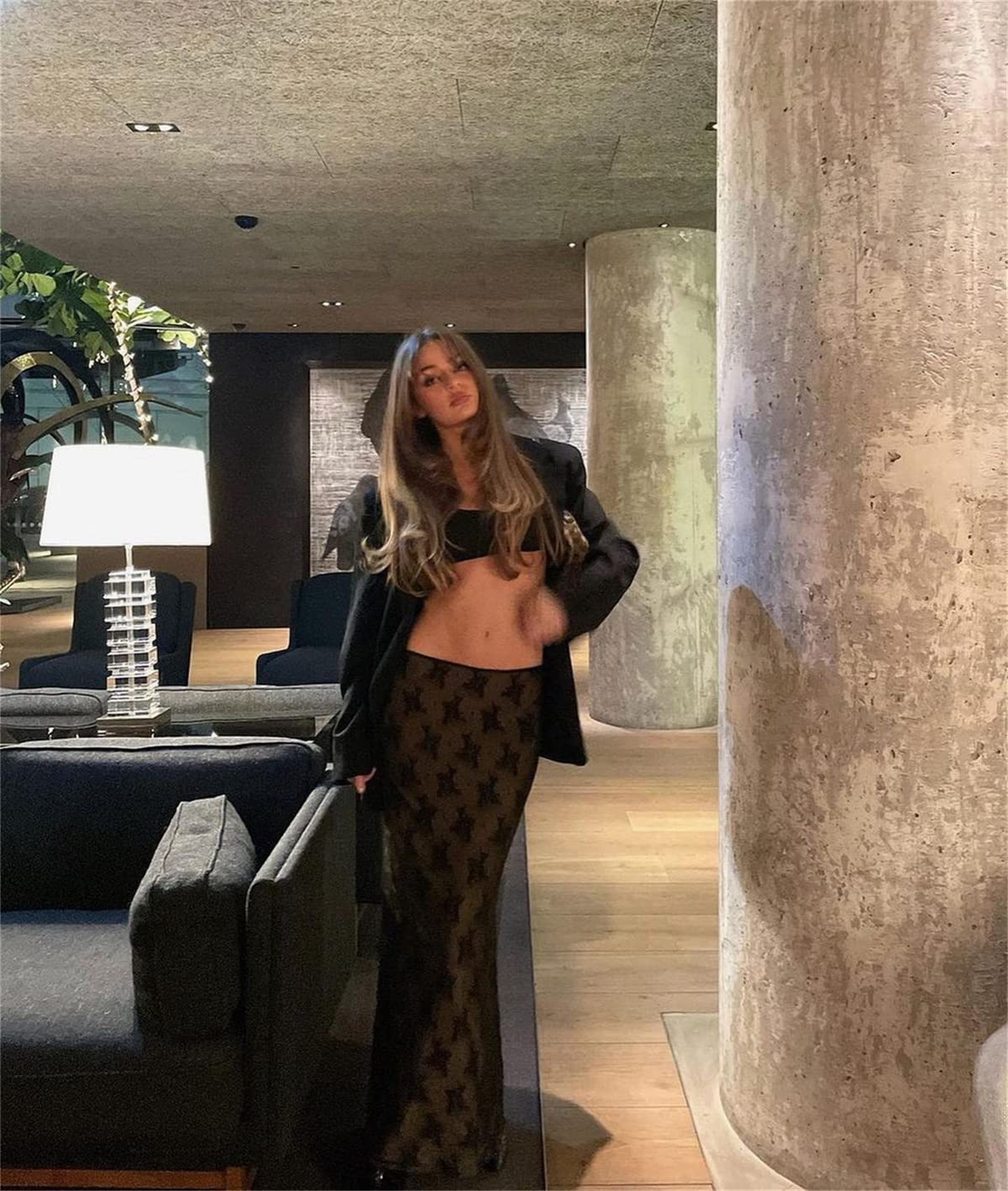 Women Sexy Y2K Maxi Skirt Set Strapless Bodycon Lace Tube Top See Through 2 Piece Outfits Summer Party Wear Dress