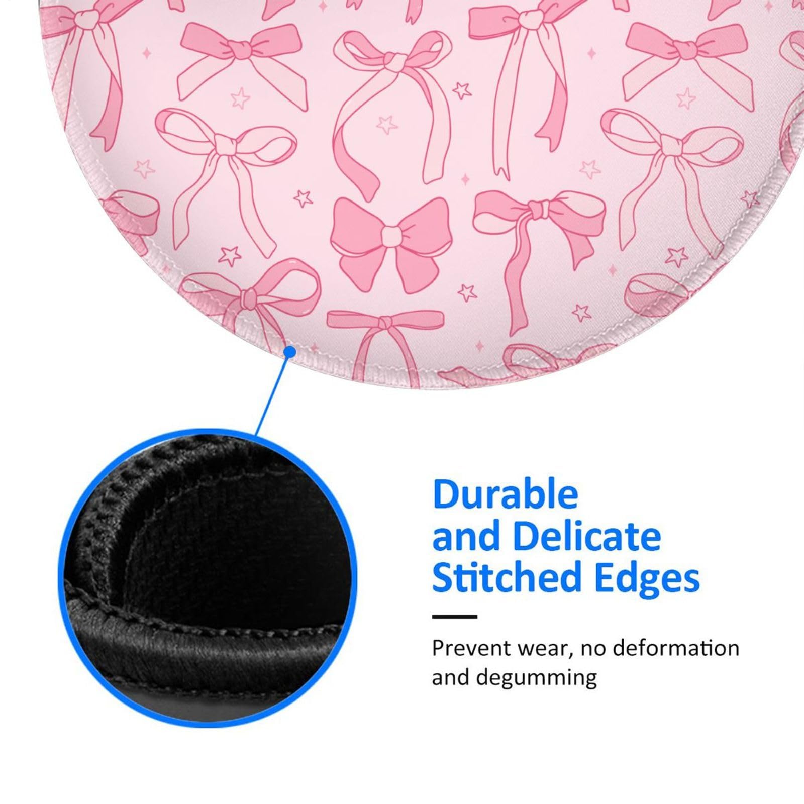 Round Mouse Pad Desk Top - Stitched Edges 8 X 8 Inch