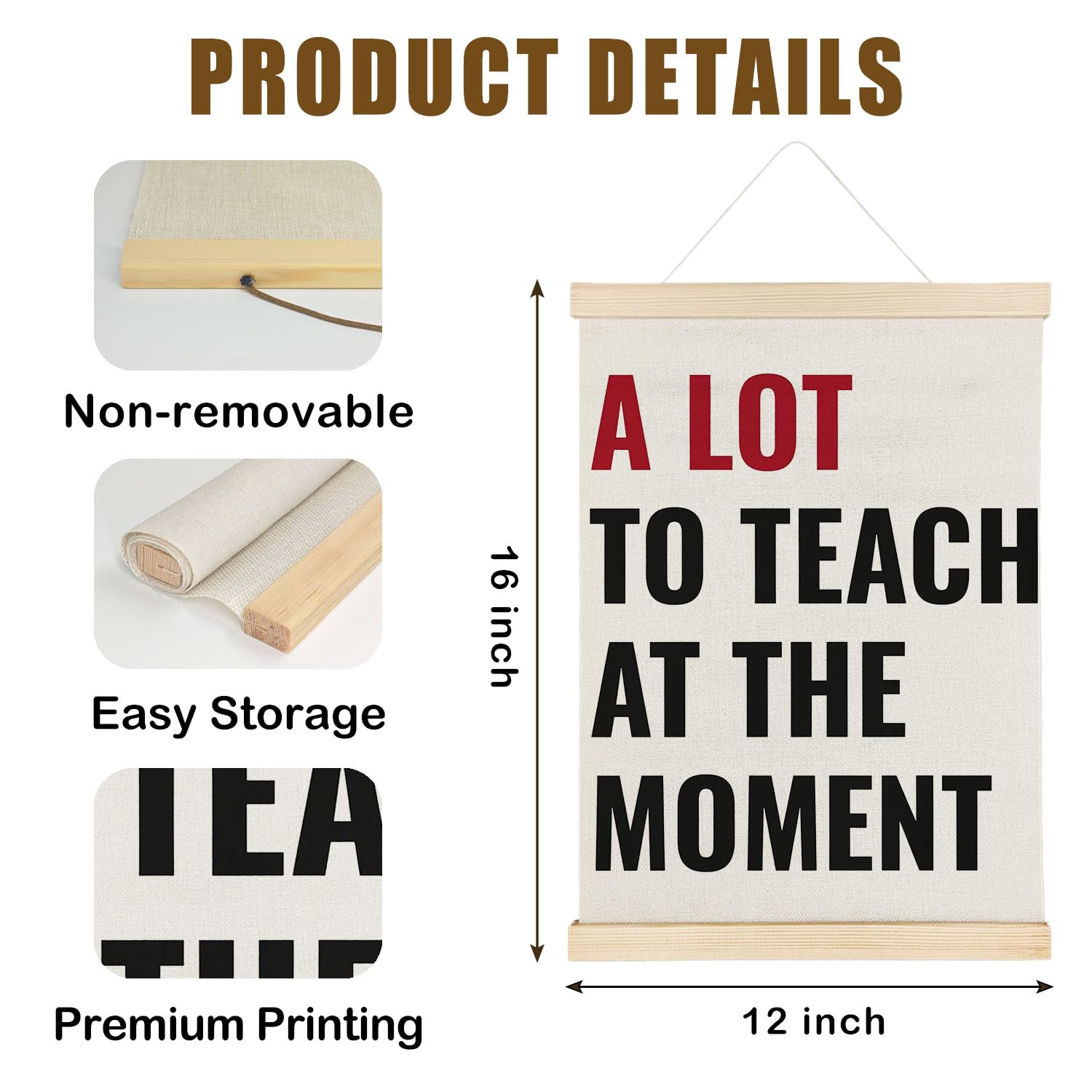 Coquette Teacher Wall Decor - Preppy Teacher Wall Art with Wooden Poster Hanger, for Office & Classroom, 12x16 Inch