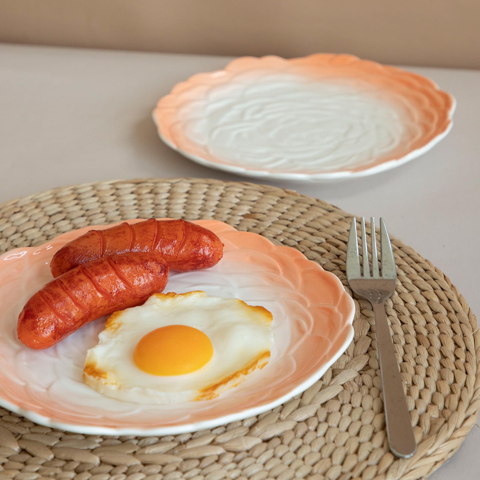 Floral Lines Design, 8" Ceramic Dinner Plates