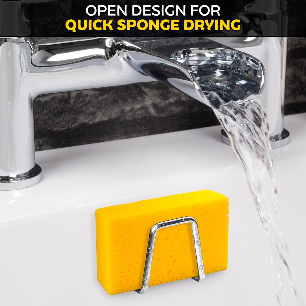 Stainless Steel Sponge Holder for Kitchen Sink â€?Compact & Durable, Easy to Install, Keeps Sponge Dry, Saves Storage Space