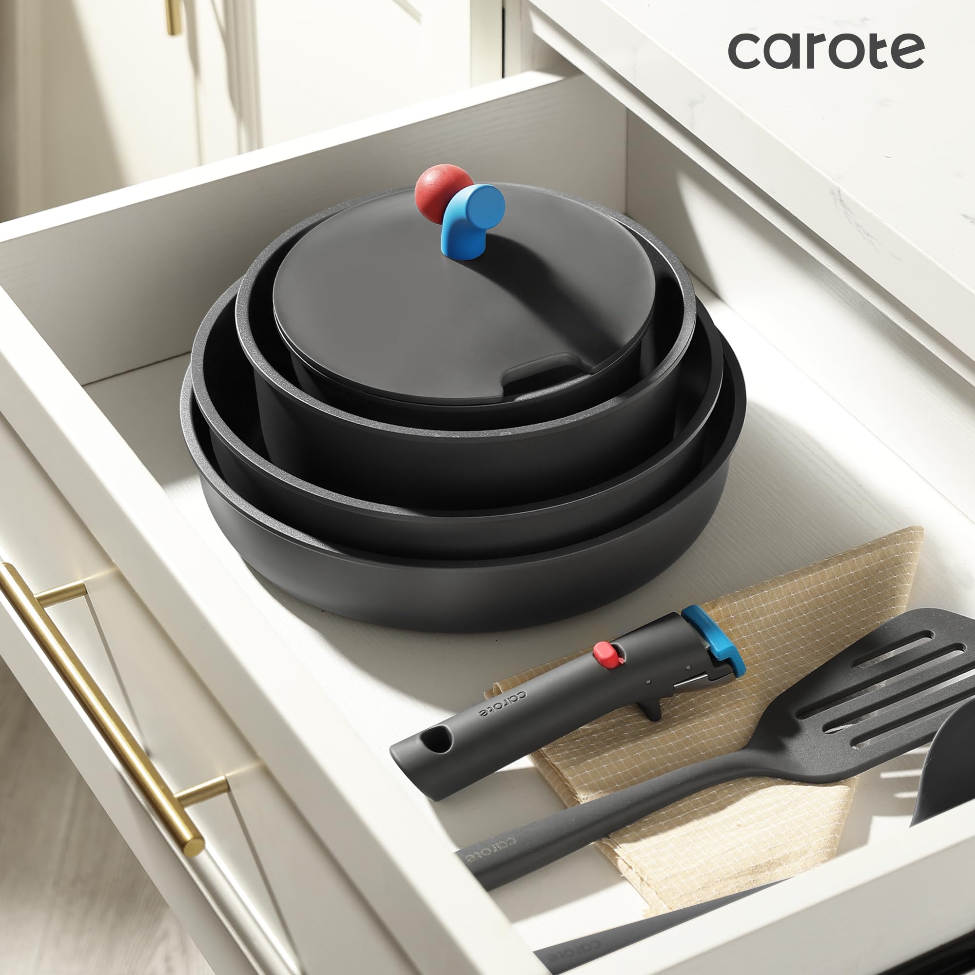 Pots and Pans Set Non Stick, Nonstick Cookware Set, Oven/Dishwasher/Fridge Safe Pots and Pans, RV Safe Cookware, 23pcs Gift Set Detachable Handle