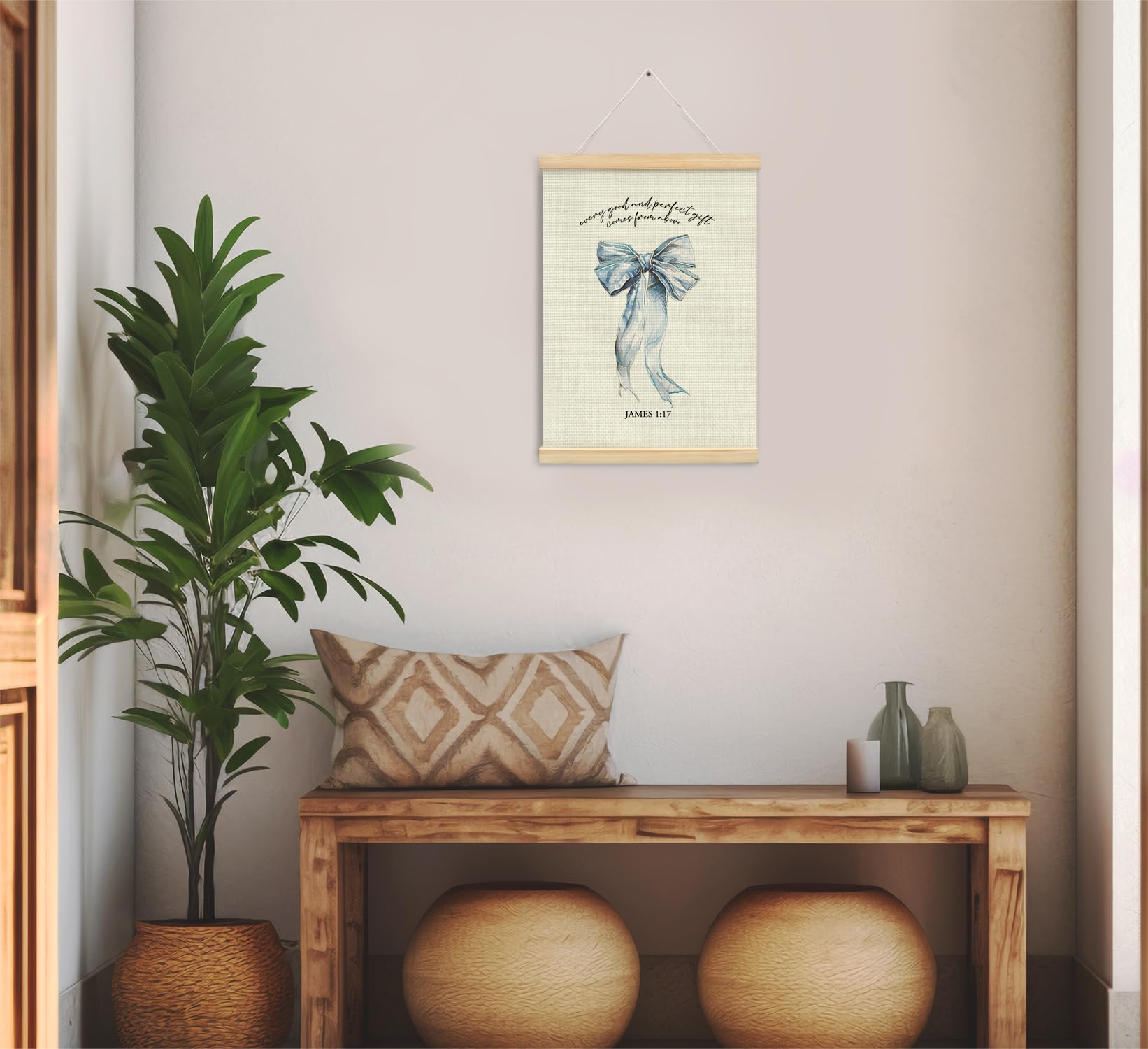 Trendy Bows Pink Coquette Scripture Wall Art Poster Hanger Frame, Christian Bible Verses Posters Wall Art Decor