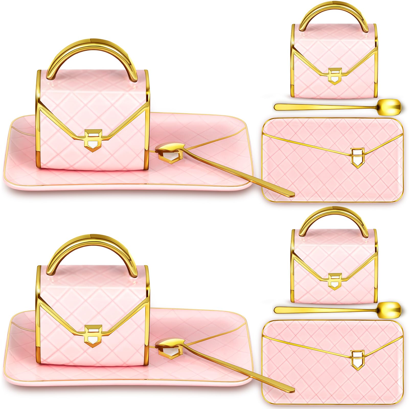 Set Coffee Mug Elegant Handbag Shaped Cup Modern Ceramic Purse Mug with Spoon and Saucer, 10oz Cute Creative Tea Cup