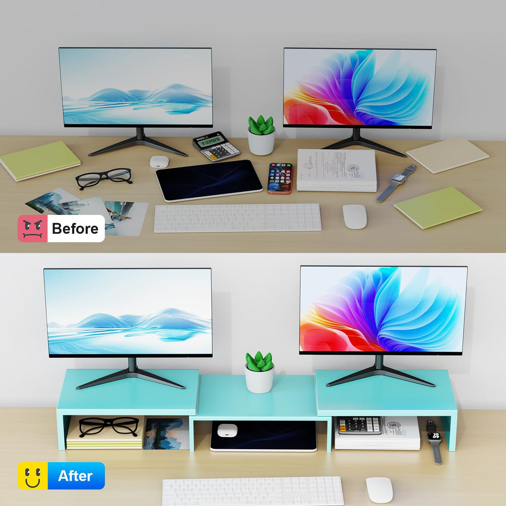 Dual Monitor Stand for Desk, Metal Monitor Riser, Office Supplies and Accessories
