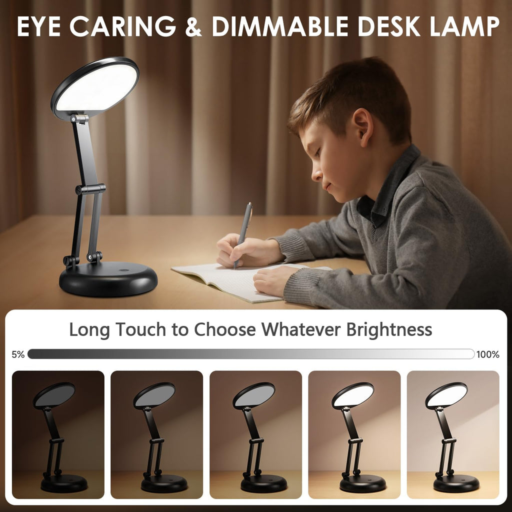 Folding and Portable Desk Lamp, Rechargeable with 9 Brightness Levels