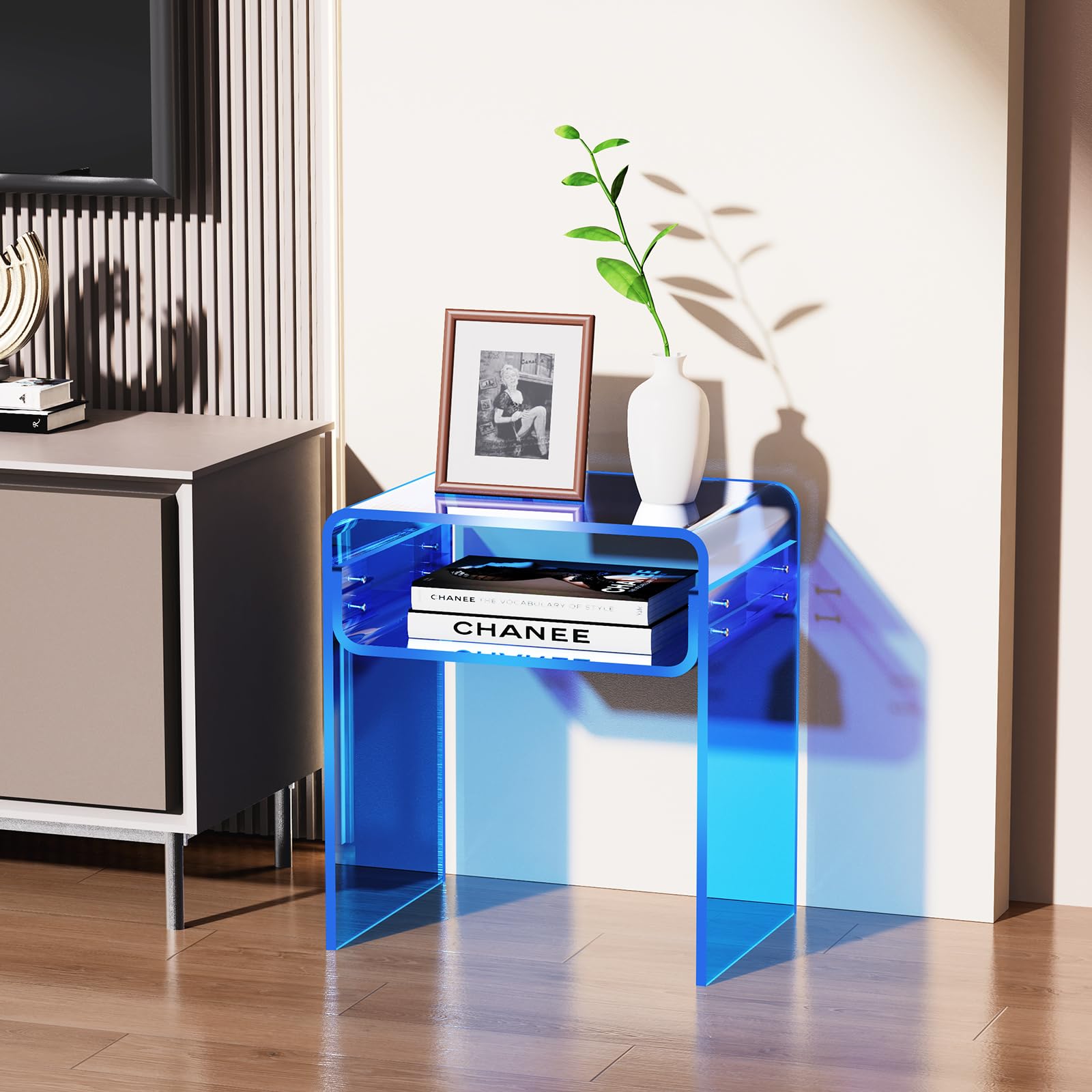 Clear Acrylic End Table 2-Tier Bedside nightstand